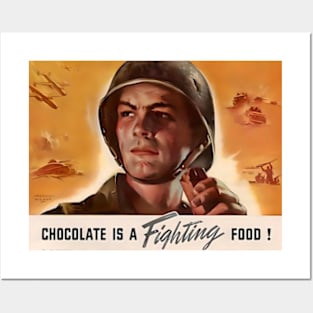 Chocolate is a Fighting Food!  WWII Chocolate Advertisment Posters and Art